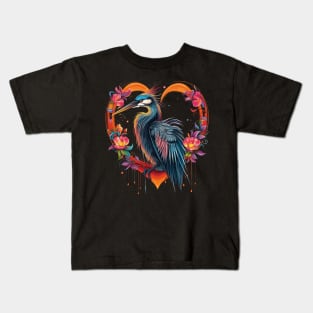 Heron Valentine Day Kids T-Shirt